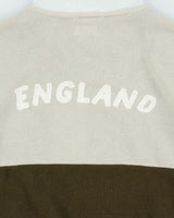 Vintage 1980s Lonsdale Khaki Striped Chain Stitch England Knit Funnel Neck Track Jacket - L