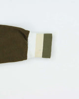 Vintage 1980s Lonsdale Khaki Striped Chain Stitch England Knit Funnel Neck Track Jacket - L