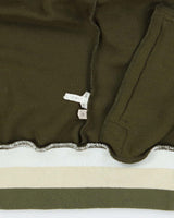 Vintage 1980s Lonsdale Khaki Striped Chain Stitch England Knit Funnel Neck Track Jacket - L