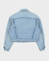 Vintage 1990s Guess Cropped Light Wash Denim Jacket - M
