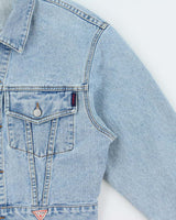 Vintage 1990s Guess Cropped Light Wash Denim Jacket - M