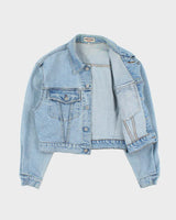 Vintage 1990s Guess Cropped Light Wash Denim Jacket - M