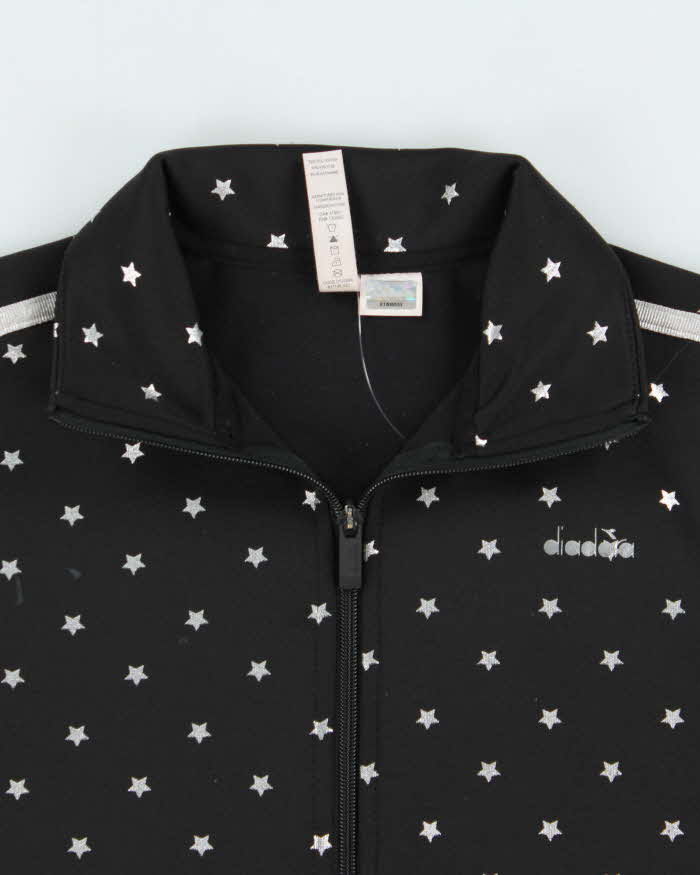 Vintage Diadora Women's Silver Star Stripe Track Jacket - S