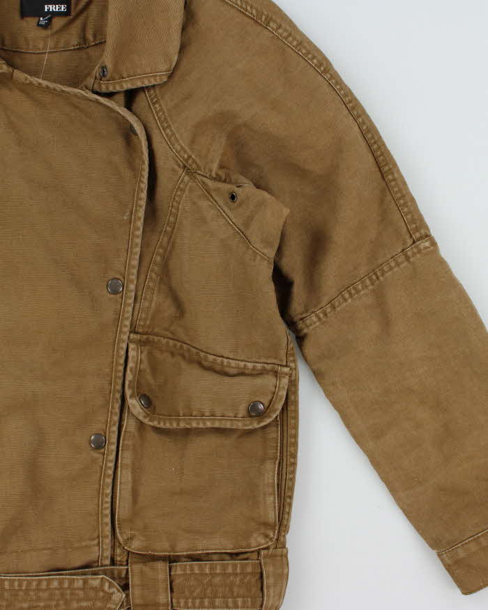 Vintage Aritzia Wilfred Free Women's Khaki Linen Blend Canvas Military Jacket - S