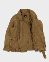 Vintage Aritzia Wilfred Free Women's Khaki Linen Blend Canvas Military Jacket - S