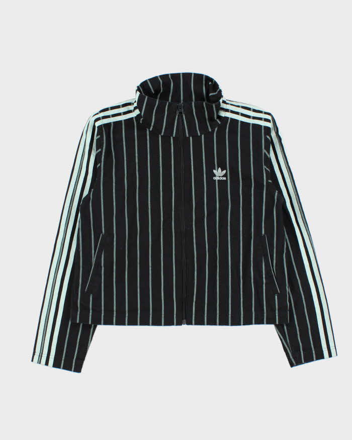 Vintage Adidas Originals Women's Spearmint Pinstripe Denim Track Jacket - XS