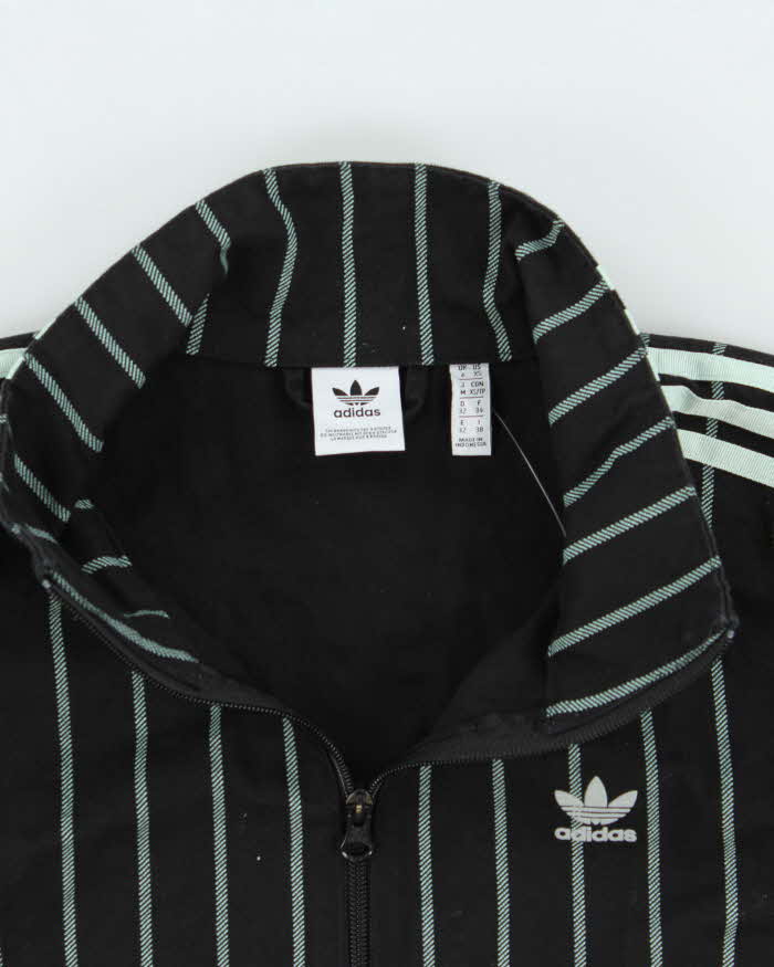 Vintage Adidas Originals Women's Spearmint Pinstripe Denim Track Jacket - XS