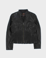 Vintage Y2K 00s Danier Women's Calfskin Leather Moto Jacket - M