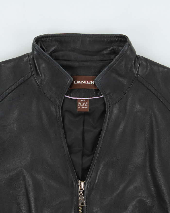 Vintage Y2K 00s Danier Women's Calfskin Leather Moto Jacket - M
