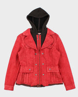 Vintage Y2K 00s Montana Co. Women's Vegan Leather Knit Hooded Jacket - M