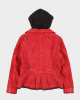 Vintage Y2K 00s Montana Co. Women's Vegan Leather Knit Hooded Jacket - M