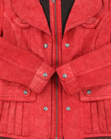 Vintage Y2K 00s Montana Co. Women's Vegan Leather Knit Hooded Jacket - M