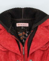 Vintage Y2K 00s Montana Co. Women's Vegan Leather Knit Hooded Jacket - M