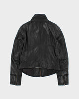 Vintage Y2K 00s Danier Women's Italian Calfskin Leather Cafe Racer Moto Jacket - S