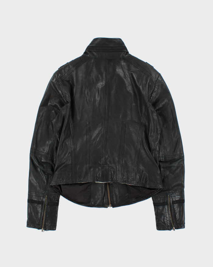 Vintage Y2K 00s Danier Women's Italian Calfskin Leather Cafe Racer Moto Jacket - S