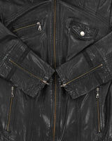 Vintage Y2K 00s Danier Women's Italian Calfskin Leather Cafe Racer Moto Jacket - S