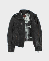 Vintage Y2K 00s Danier Women's Italian Calfskin Leather Cafe Racer Moto Jacket - S