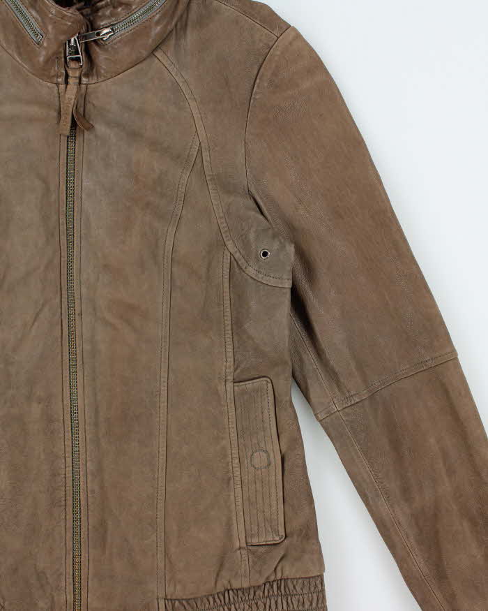 Vintage Y2K 00s Mackage For Aritzia Tan Lambskin Leather Moto Jacket - M