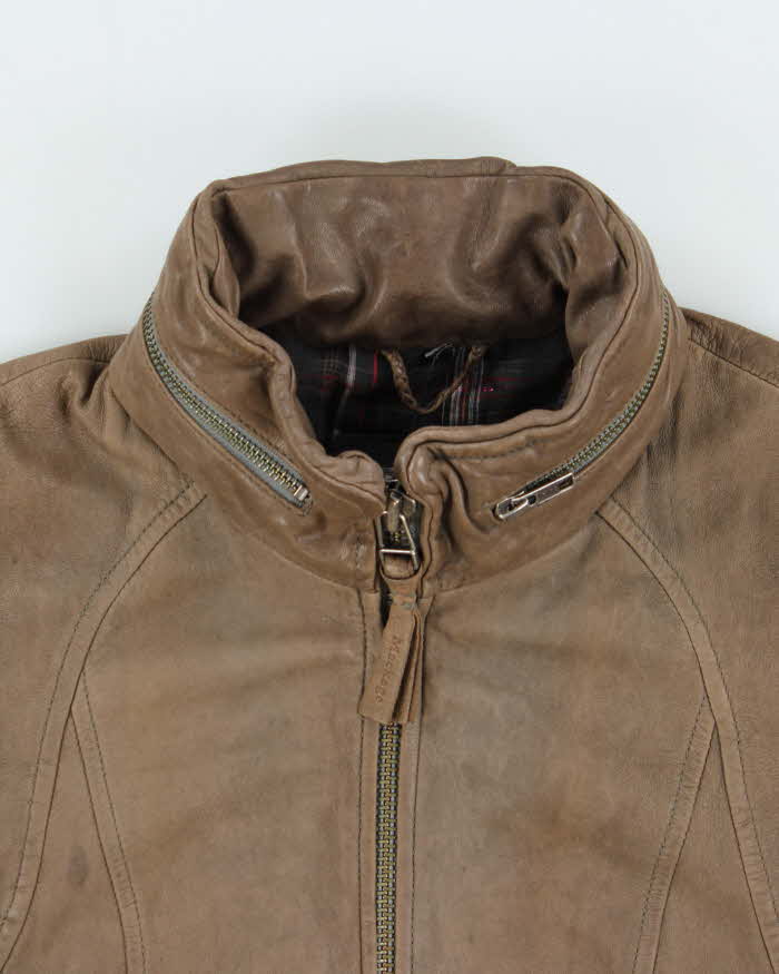 Vintage Y2K 00s Mackage For Aritzia Tan Lambskin Leather Moto Jacket - M