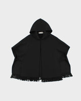 Vintage AW2008 Christian Dior Runway Couture Wool Tassel Unisex Hooded Poncho Cape  - S