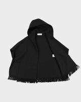 Vintage AW2008 Christian Dior Runway Couture Wool Tassel Unisex Hooded Poncho Cape  - S