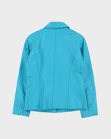 Vintage 1990s USA Aqua Blue Women's Leather Moto Jacket - S