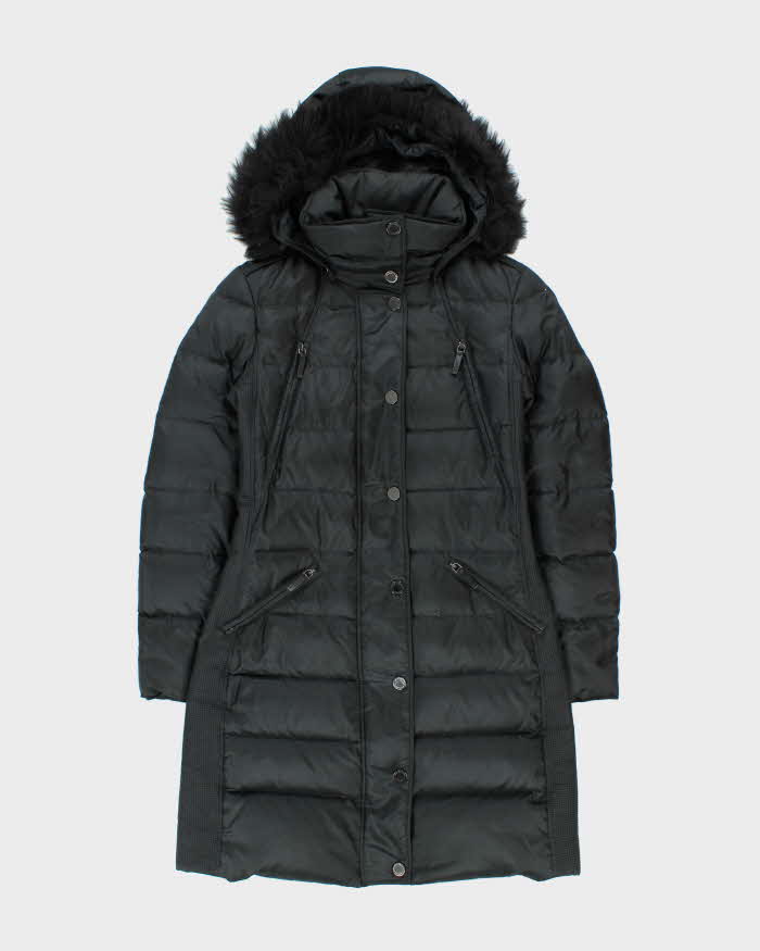Burberry Women's Navy Duck Down Blue Fox Hooded Puffer Parka - XS