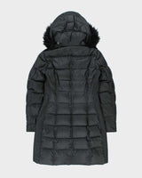 Burberry Women's Navy Duck Down Blue Fox Hooded Puffer Parka - XS