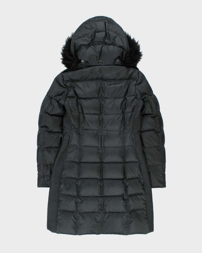 Burberry Women's Navy Duck Down Blue Fox Hooded Puffer Parka - XS