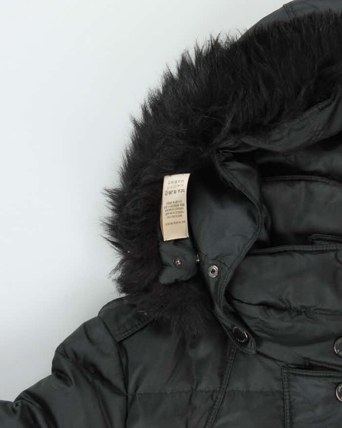 Burberry Women's Navy Duck Down Blue Fox Hooded Puffer Parka - XS