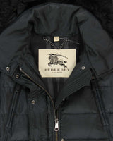Burberry Women's Navy Duck Down Blue Fox Hooded Puffer Parka - XS