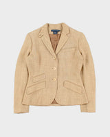 Vintage Y2K 00s Ralph Lauren Linen Silk Blend Women's Tweed Jacket Blazer - S