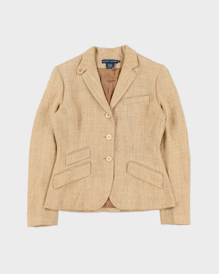 Vintage Y2K 00s Ralph Lauren Linen Silk Blend Women's Tweed Jacket Blazer - S