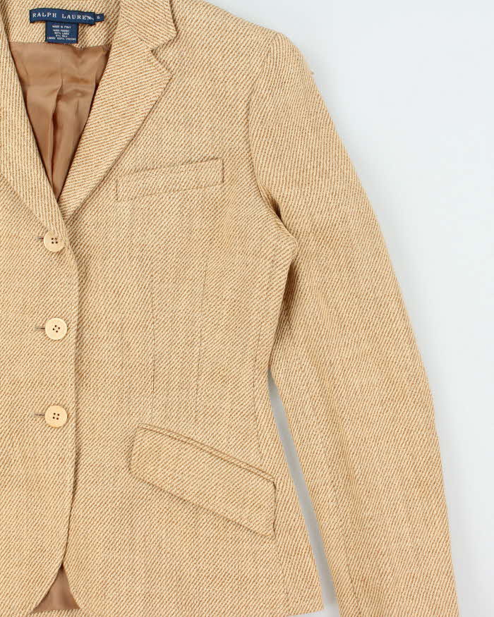 Vintage Y2K 00s Ralph Lauren Linen Silk Blend Women's Tweed Jacket Blazer - S