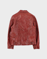 Vintage 1990s Roots Made In Canada Women's Red Leather Western Trucker Jacket - S