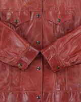 Vintage 1990s Roots Made In Canada Women's Red Leather Western Trucker Jacket - S