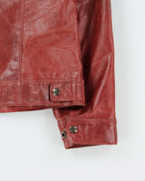 Vintage 1990s Roots Made In Canada Women's Red Leather Western Trucker Jacket - S