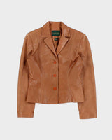 Vintage 1990s Danier Women's Tan Calfskin Leather Blazer Jacket - S