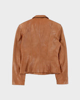 Vintage 1990s Danier Women's Tan Calfskin Leather Blazer Jacket - S