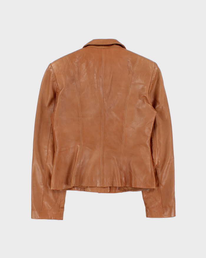 Vintage 1990s Danier Women's Tan Calfskin Leather Blazer Jacket - S