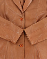Vintage 1990s Danier Women's Tan Calfskin Leather Blazer Jacket - S