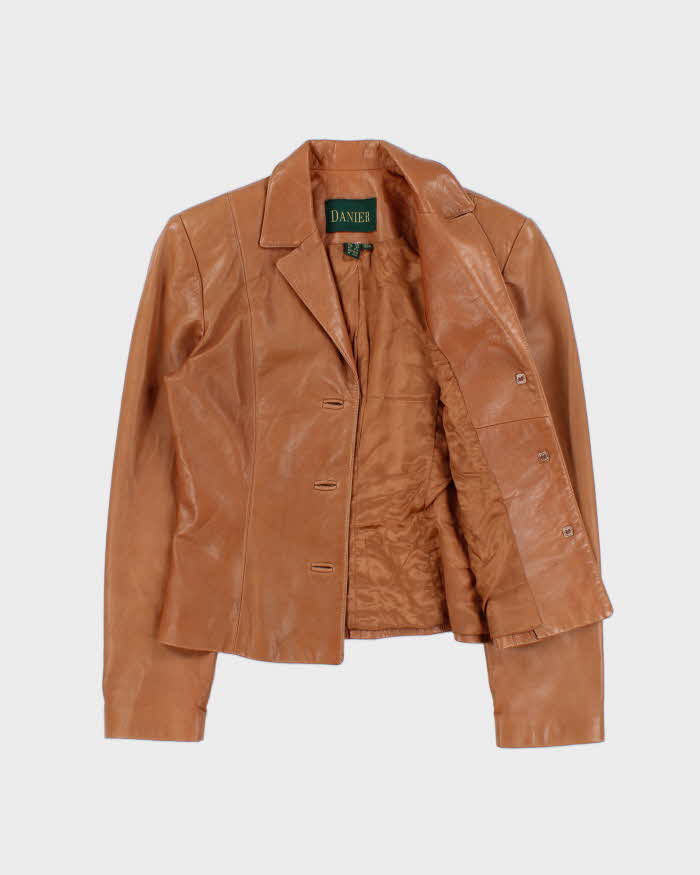 Vintage 1990s Danier Women's Tan Calfskin Leather Blazer Jacket - S