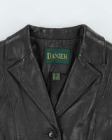 Vintage 1990s Danier Women's Calfskin Leather Blazer Jacket - M