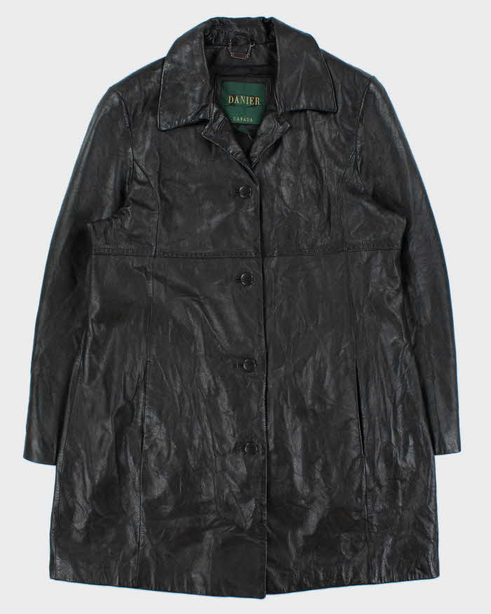 Vintage 1990s Danier Women's Calfskin Leather Mid-Calf Trench Jacket - XL