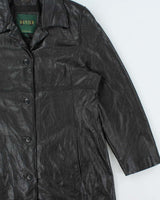 Vintage 1990s Danier Women's Calfskin Leather Mid-Calf Trench Jacket - XL