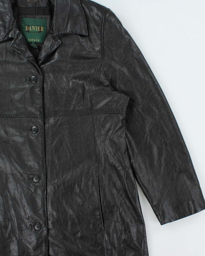 Vintage 1990s Danier Women's Calfskin Leather Mid-Calf Trench Jacket - XL