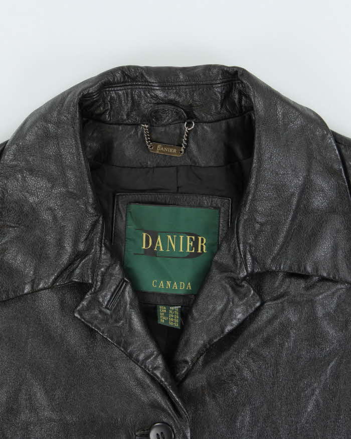 Vintage 1990s Danier Women's Calfskin Leather Mid-Calf Trench Jacket - XL