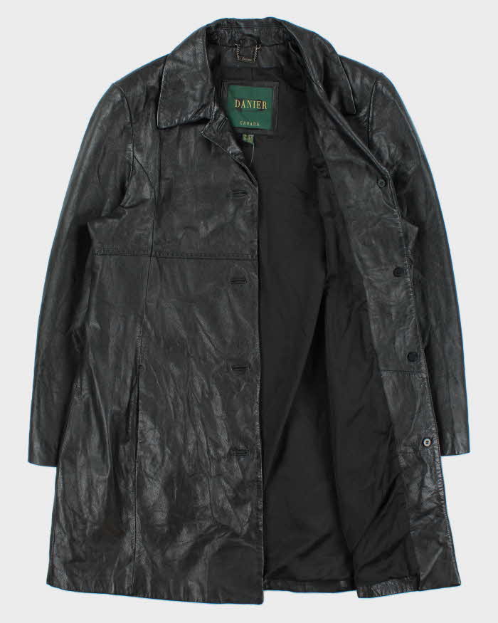 Vintage 1990s Danier Women's Calfskin Leather Mid-Calf Trench Jacket - XL