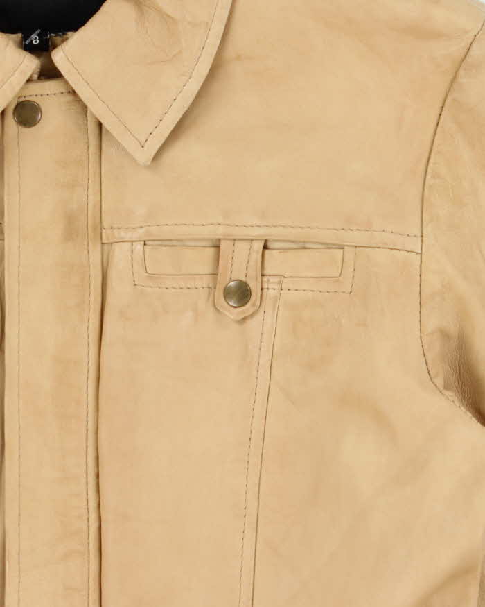 Vintage Y2K 00s Identify Women's Desert Tan Lambskin Leather Belted Moto Jacket - S