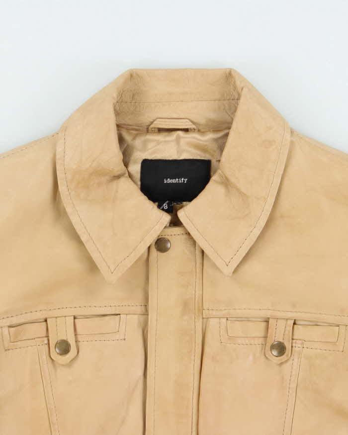 Vintage Y2K 00s Identify Women's Desert Tan Lambskin Leather Belted Moto Jacket - S